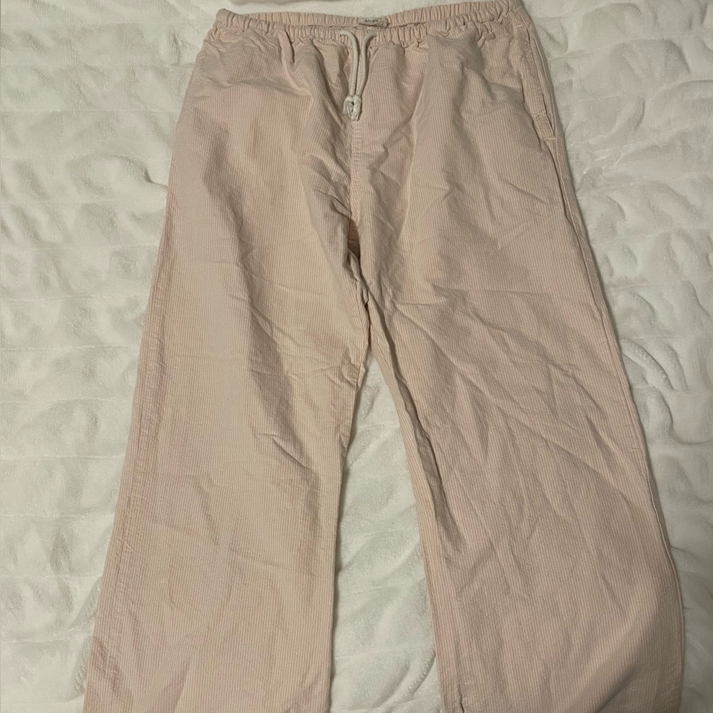 Brandy Melville Pink Striped Linen Pants